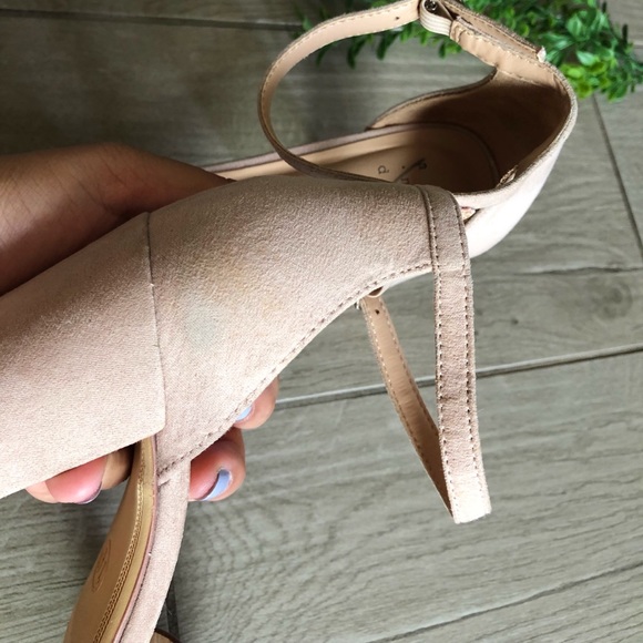 Beige High Strap Block Heels - Picture 9 of 9